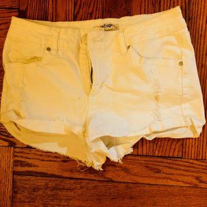 White ripped jeans shorts